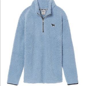 VS PINK Blue Sherpa Quarterzip